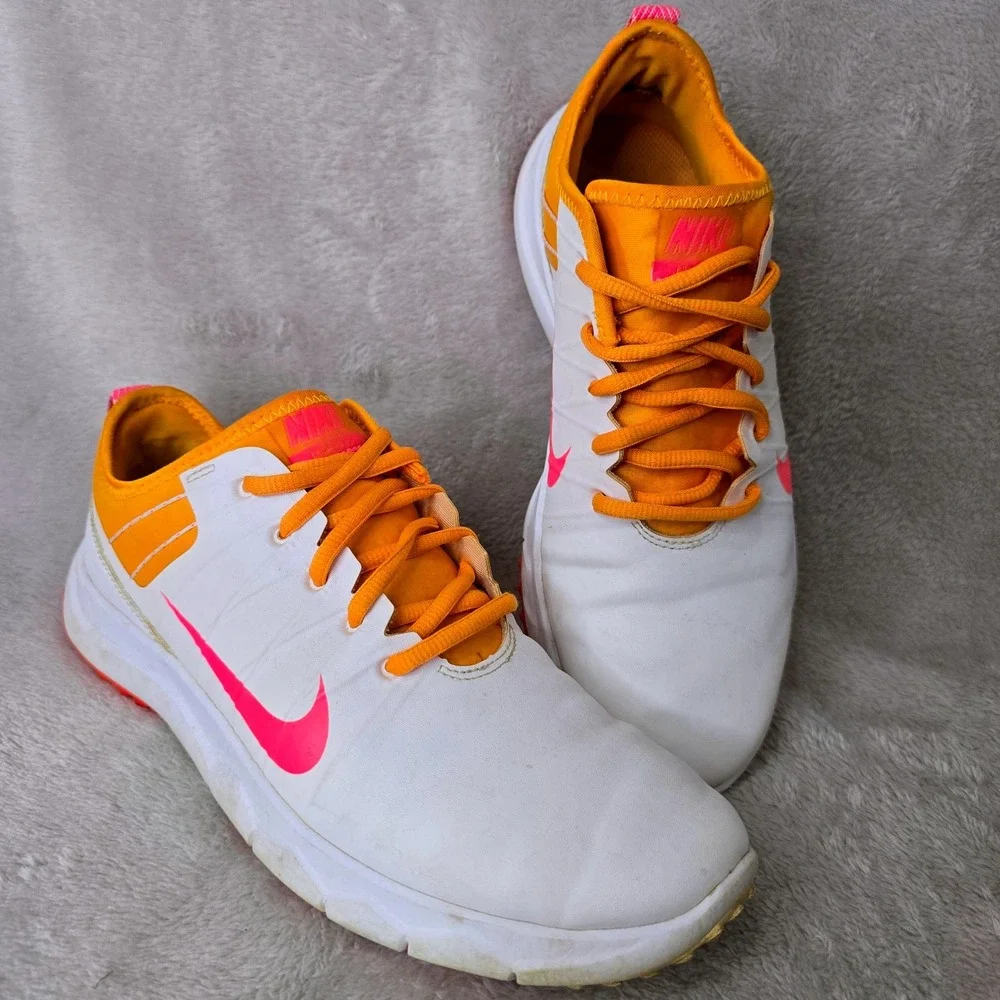 Nike FI Impact 2 Womens Size 7 Golf Shoes White Orange Pink 776093-101